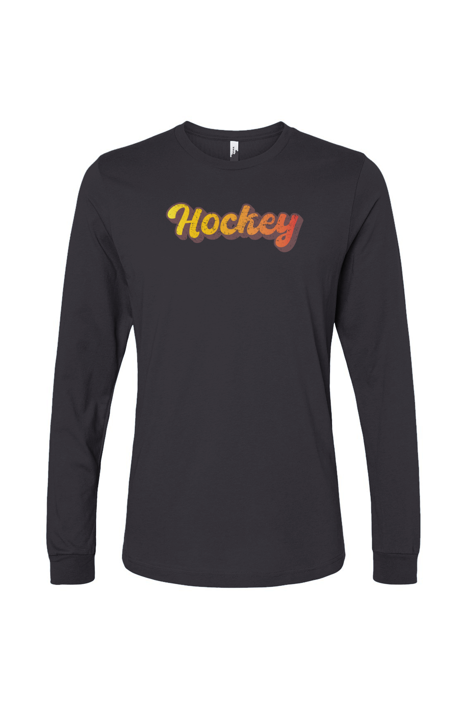 The Benchwarmer Retro Hockey Long Sleeve Charcoal | Barn Garb Hockey Threads