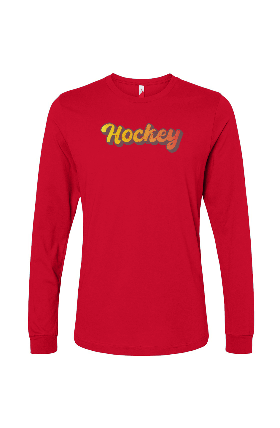 The Benchwarmer Retro Hockey Long Sleeve Red | Barn Garb Hockey Threads
