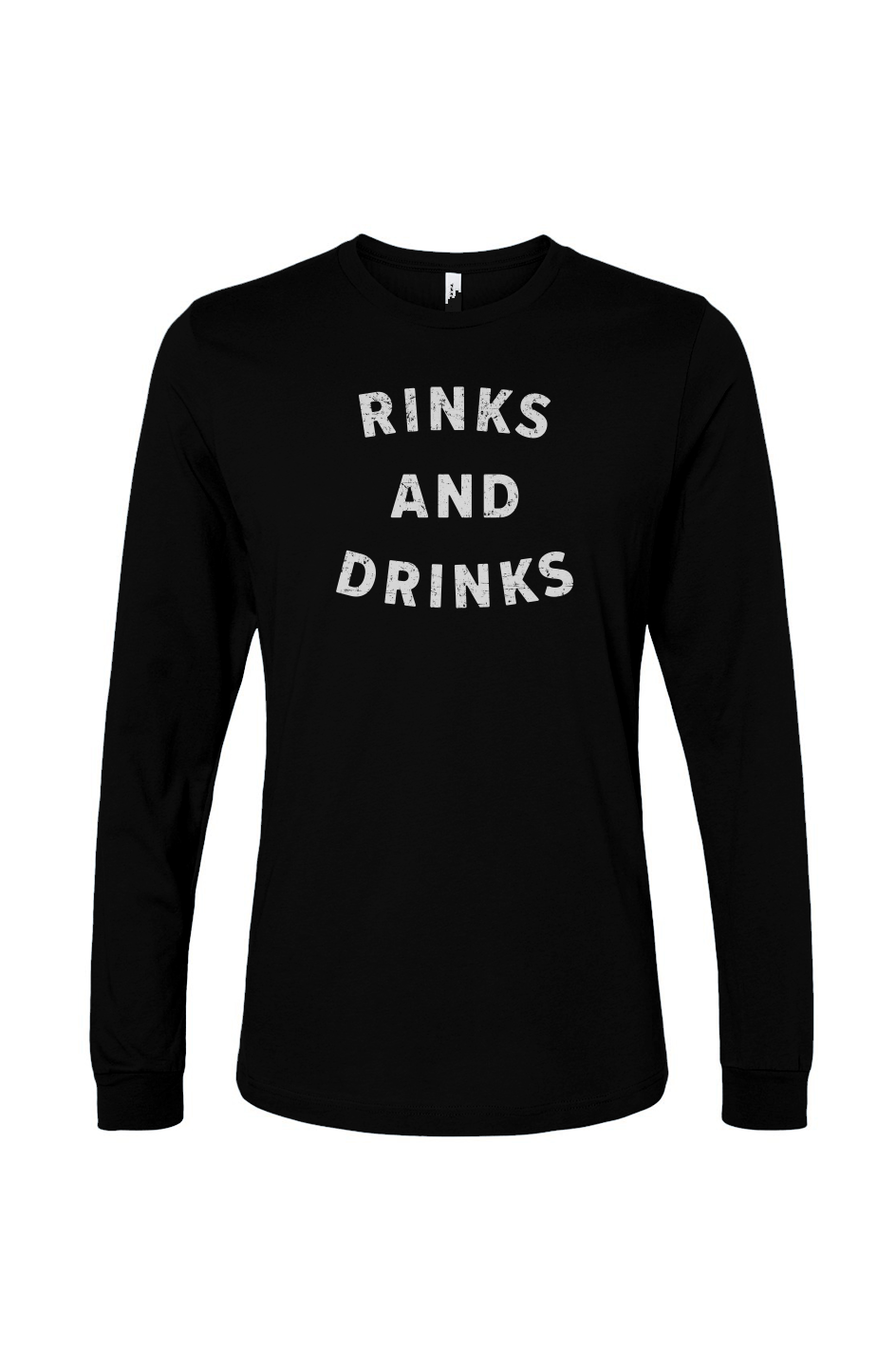 The Benchwarmer Rinks and Drinks Long Sleeve Black | Barn Garb Hockey Threads