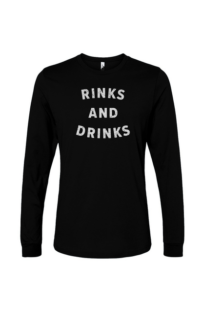 The Benchwarmer Rinks and Drinks Long Sleeve Black | Barn Garb Hockey Threads