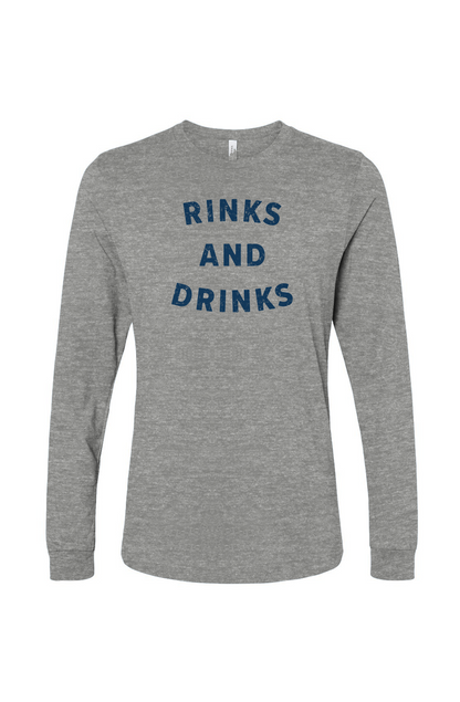 The Benchwarmer Rinks and Drinks Long Sleeve Grey | Barn Garb Hockey Threads