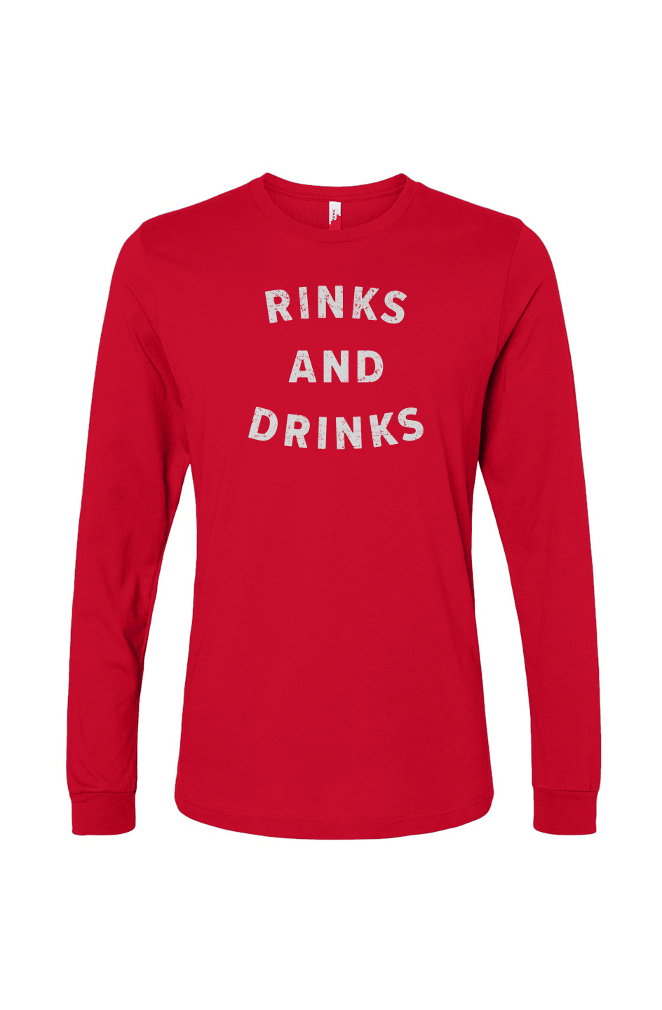 The Benchwarmer Rinks and Drinks Long Sleeve Red | Barn Garb Hockey Threads
