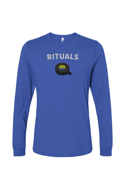 The Benchwarmer Rituals Black Tape Long Sleeve Royal Blue | Barn Garb Hockey Threads