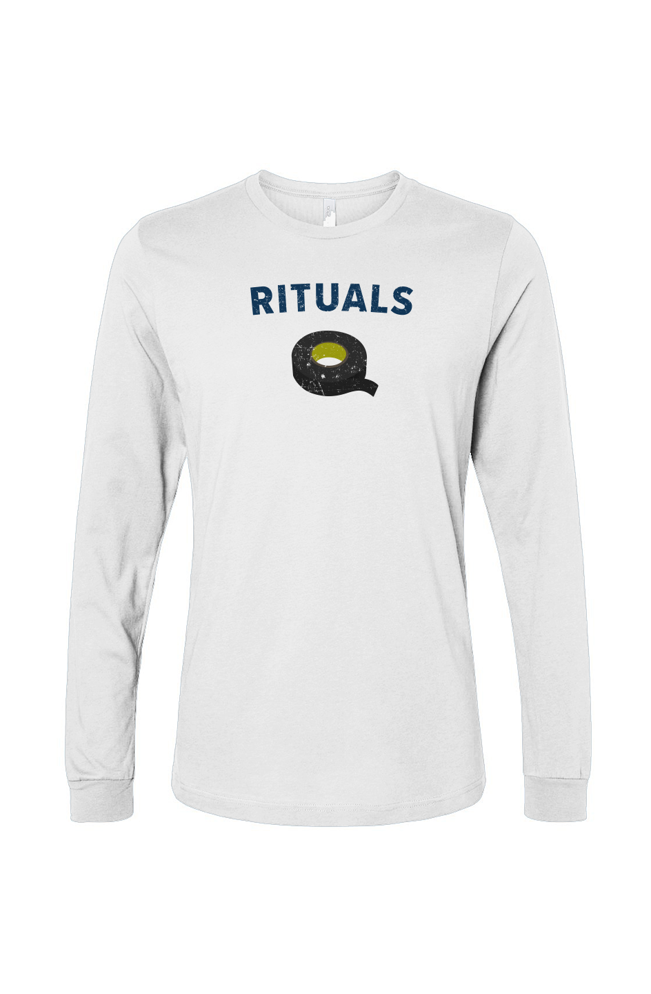 The Benchwarmer Rituals Black Tape Long Sleeve White | Barn Garb Hockey Threads