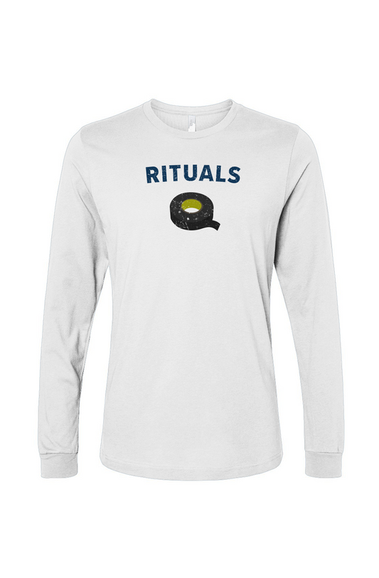 The Benchwarmer Rituals Black Tape Long Sleeve White | Barn Garb Hockey Threads