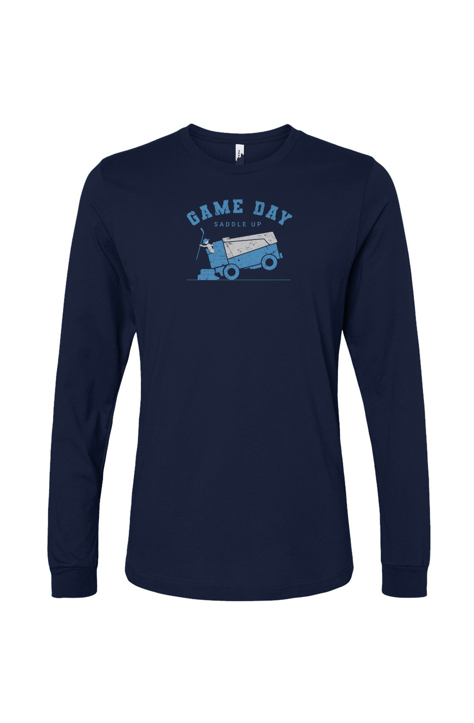 The Benchwarmer Saddle Up Long Sleeve Navy Blue | Barn Garb Hockey Threads