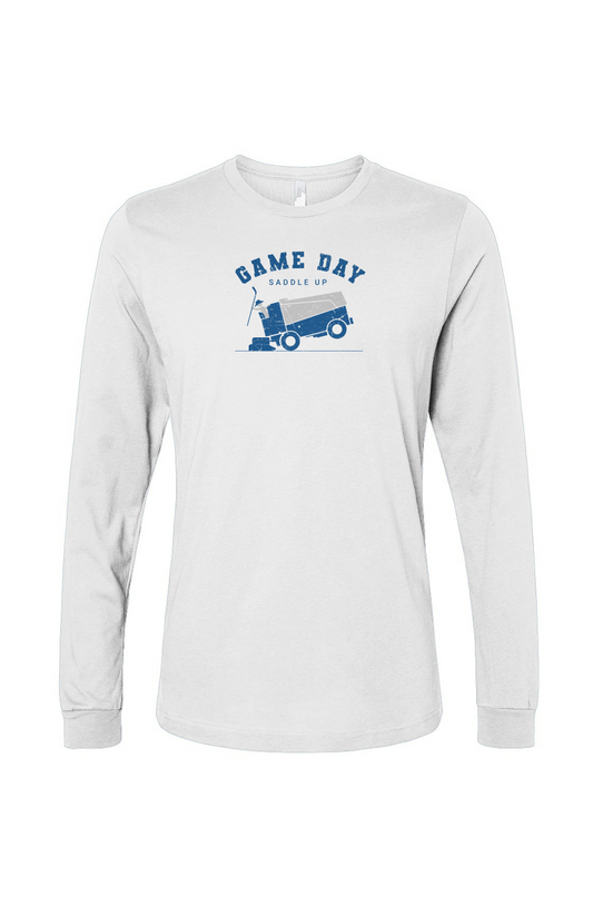 The Benchwarmer Saddle Up Long Sleeve White | Barn Garb Hockey Threads