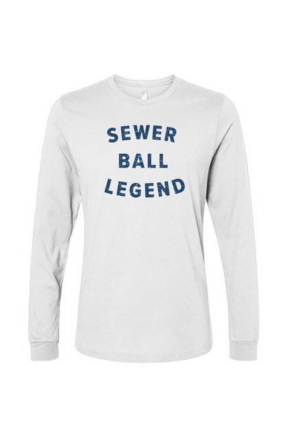The Benchwarmer Sewer Ball Legend Long Sleeve White | Barn Garb Hockey Threads