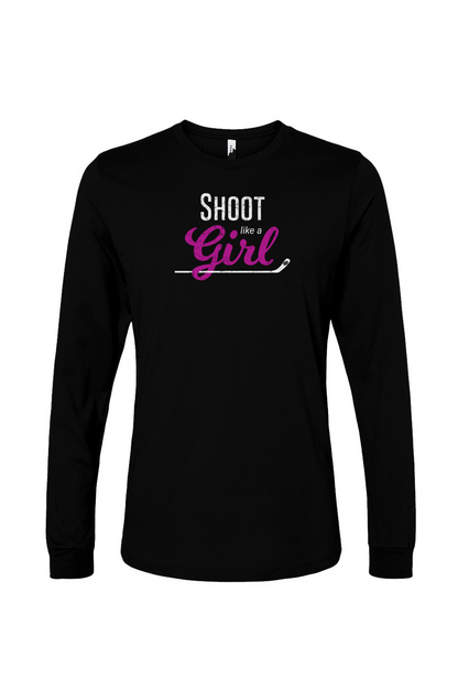 The Benchwarmer Shoot Like A Girl Long Sleeve Black | Barn Garb Hockey Threads