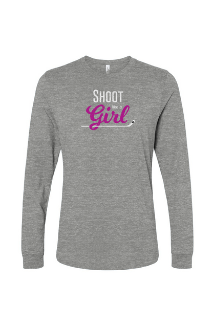 The Benchwarmer Shoot Like A Girl Long Sleeve Grey | Barn Garb Hockey Threads