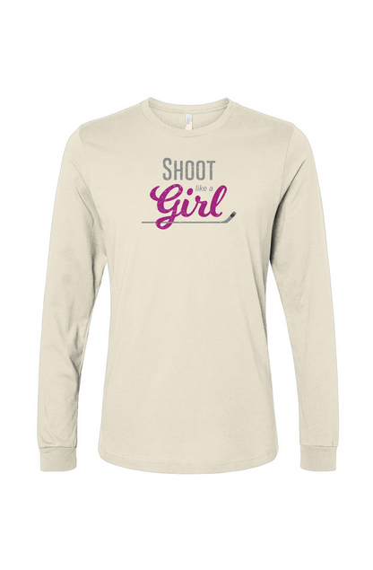 The Benchwarmer Shoot Like A Girl Long Sleeve Natural | Barn Garb Hockey Threads