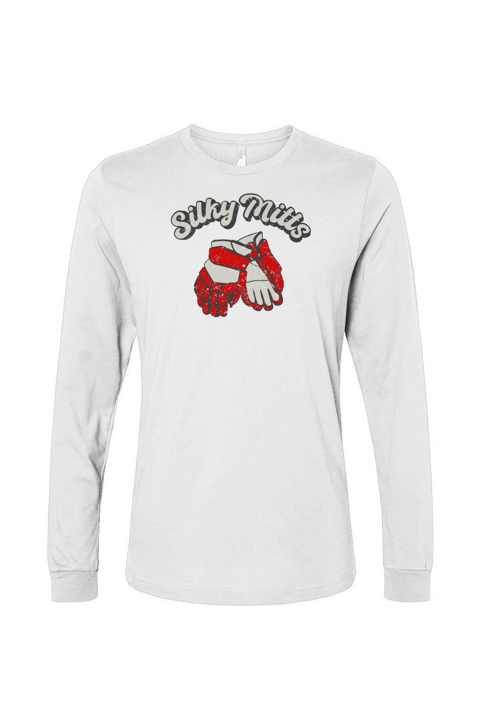 The Benchwarmer Silky Mitts Long Sleeve White | Barn Garb Hockey Threads