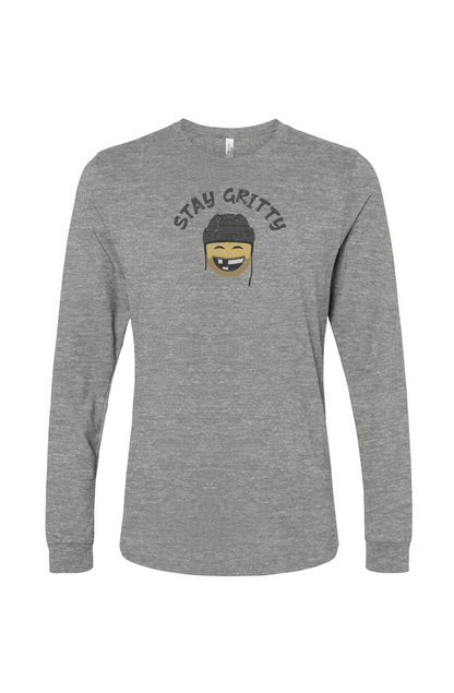 The Benchwarmer Stay Gritty Long Sleeve Grey | Barn Garb Hockey Threads