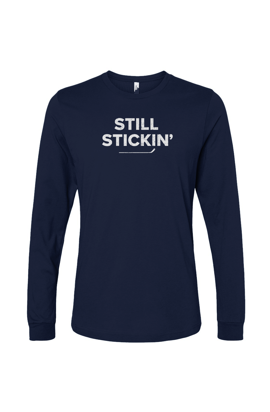 The Benchwarmer Still Stickin' Long Sleeve Navy Blue | Barn Garb Hockey Threads