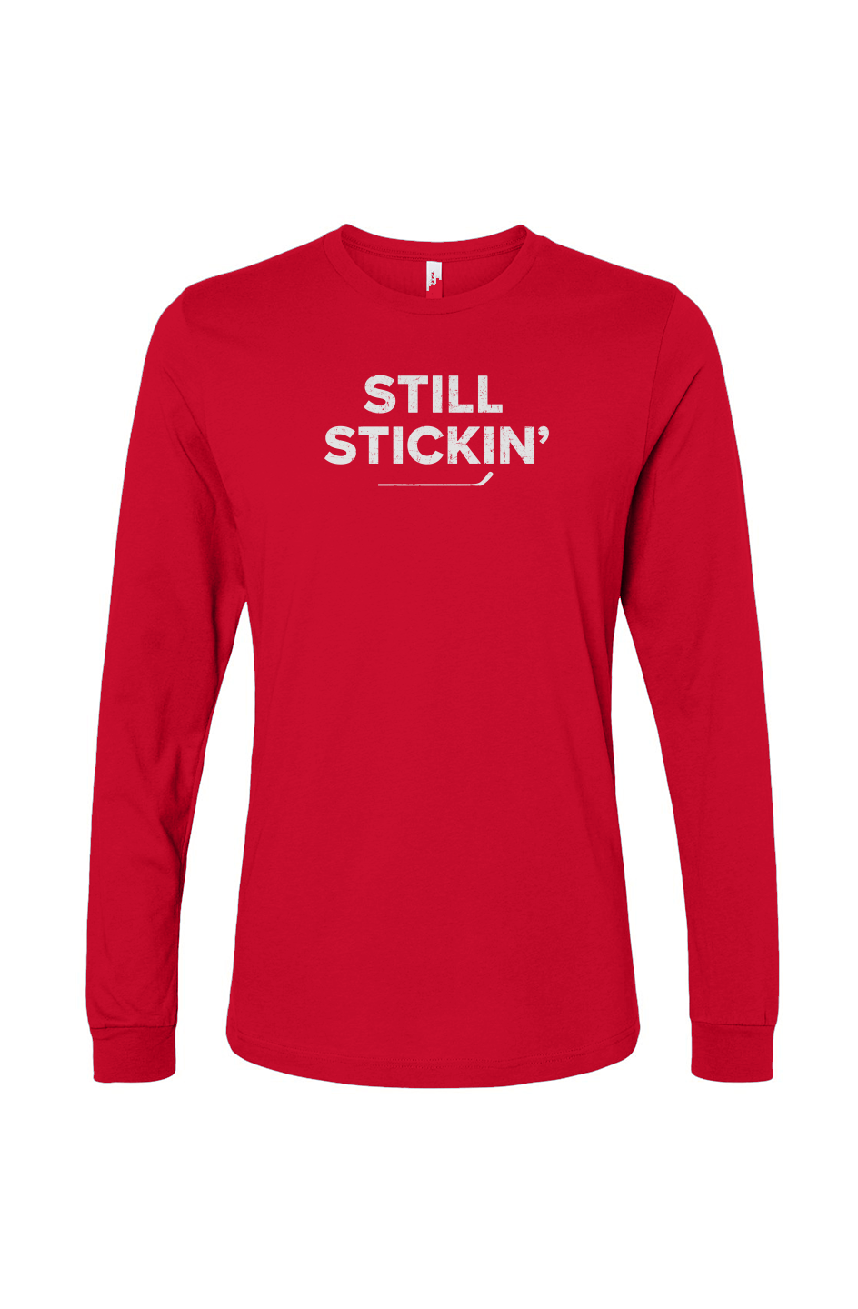 The Benchwarmer Still Stickin' Long Sleeve Red | Barn Garb Hockey Threads