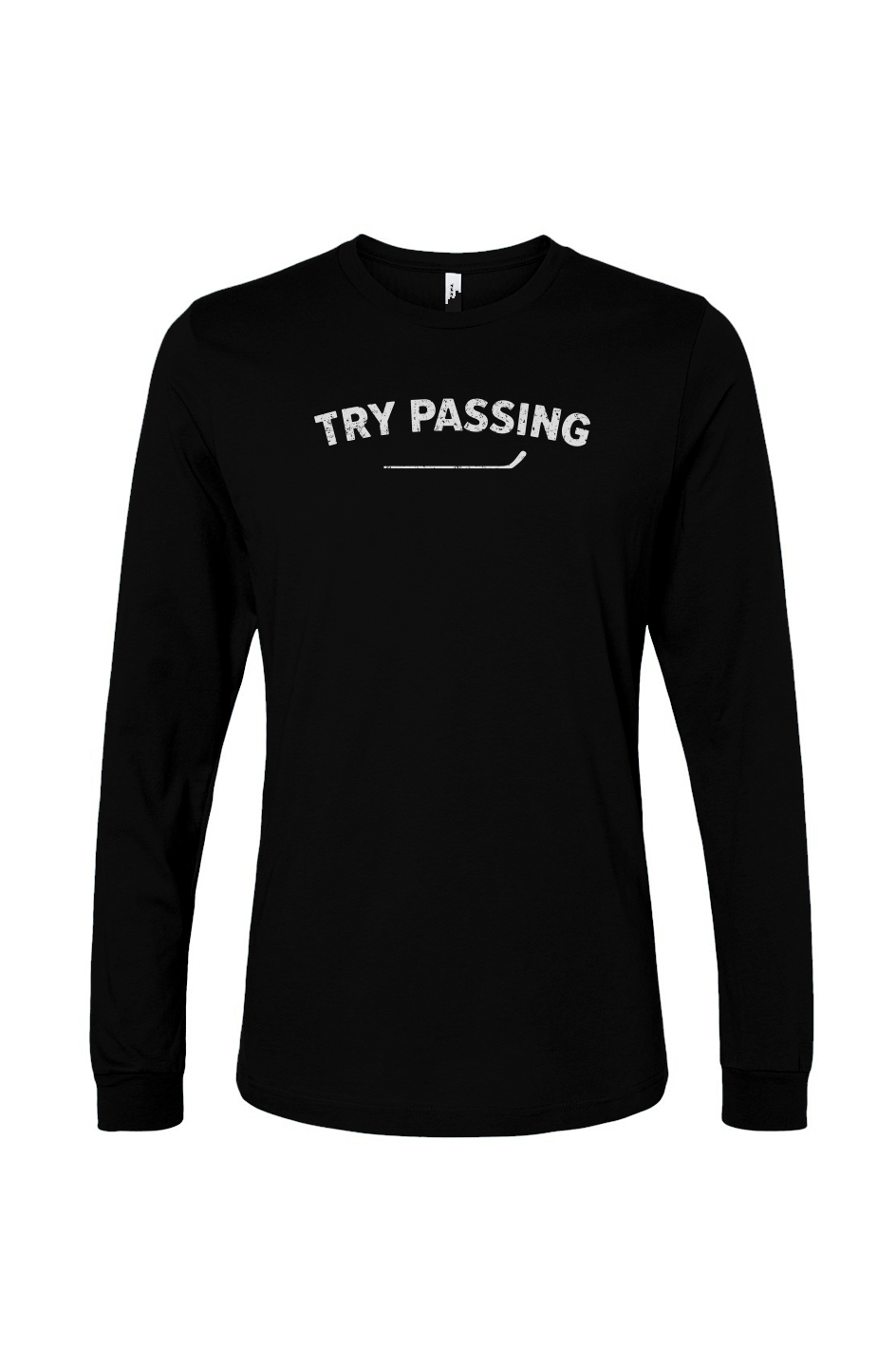 The Benchwarmer Try Passing Long Sleeve Black | Barn Garb Hockey Threads