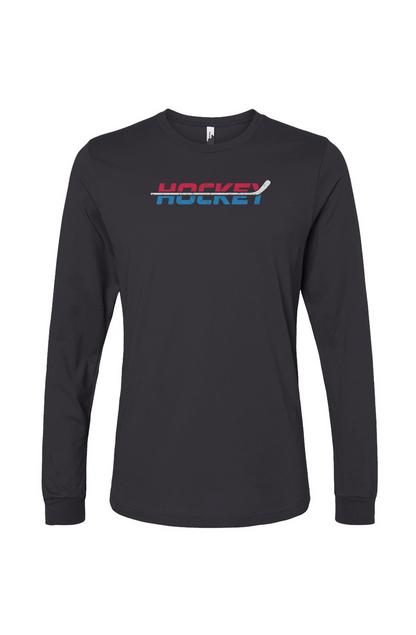 The Benchwarmer USA Patriotic Hockey Long Sleeve Charcoal | Barn Garb Hockey Threads