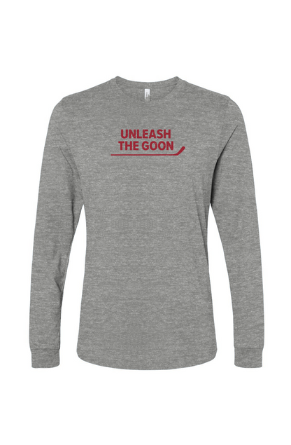 The Benchwarmer Unleash the Goon Long Sleeve Grey | Barn Garb Hockey Threads