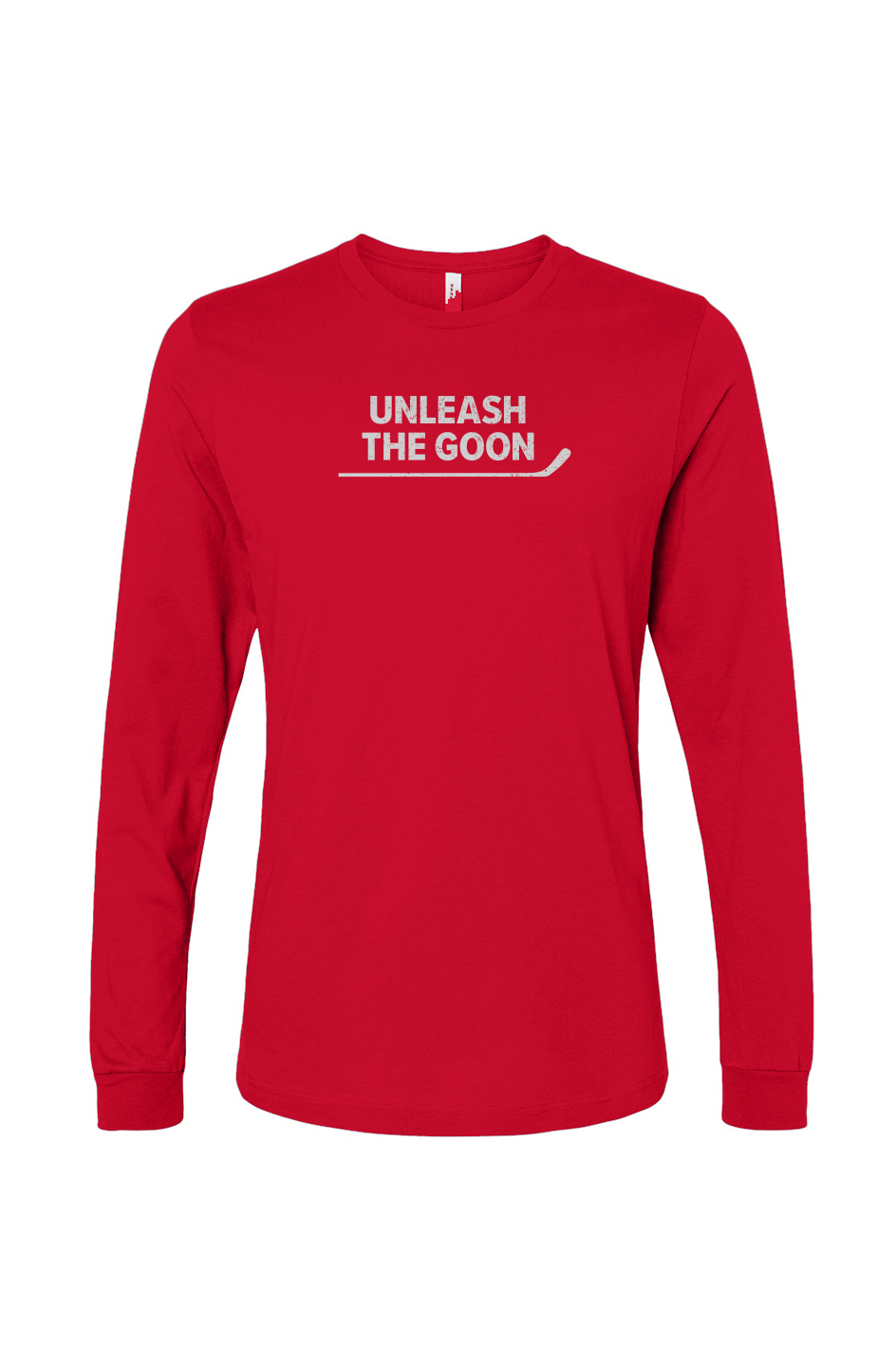 The Benchwarmer Unleash the Goon Long Sleeve Red | Barn Garb Hockey Threads