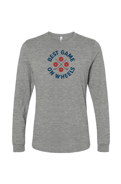 The Benchwarmer Wheels and Sticks Long Sleeve Grey | Barn Garb Hockey Threads