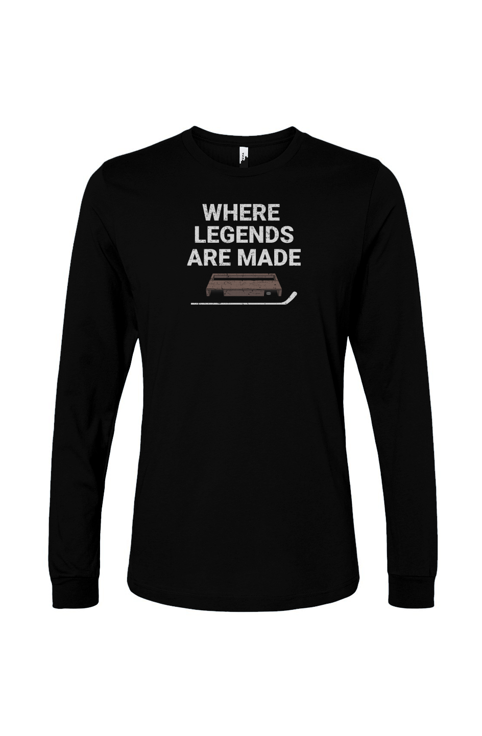 The Benchwarmer Where Legends Are Made Long Sleeve Black | Barn Garb Hockey Threads