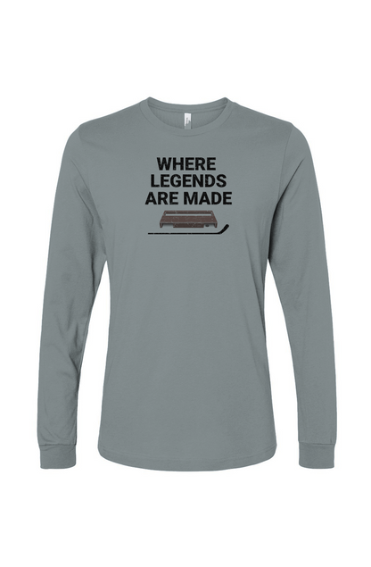 The Benchwarmer Where Legends Are Made Long Sleeve Blue | Barn Garb Hockey Threads