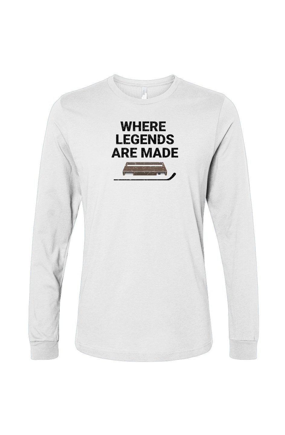 The Benchwarmer Where Legends Are Made Long Sleeve White | Barn Garb Hockey Threads