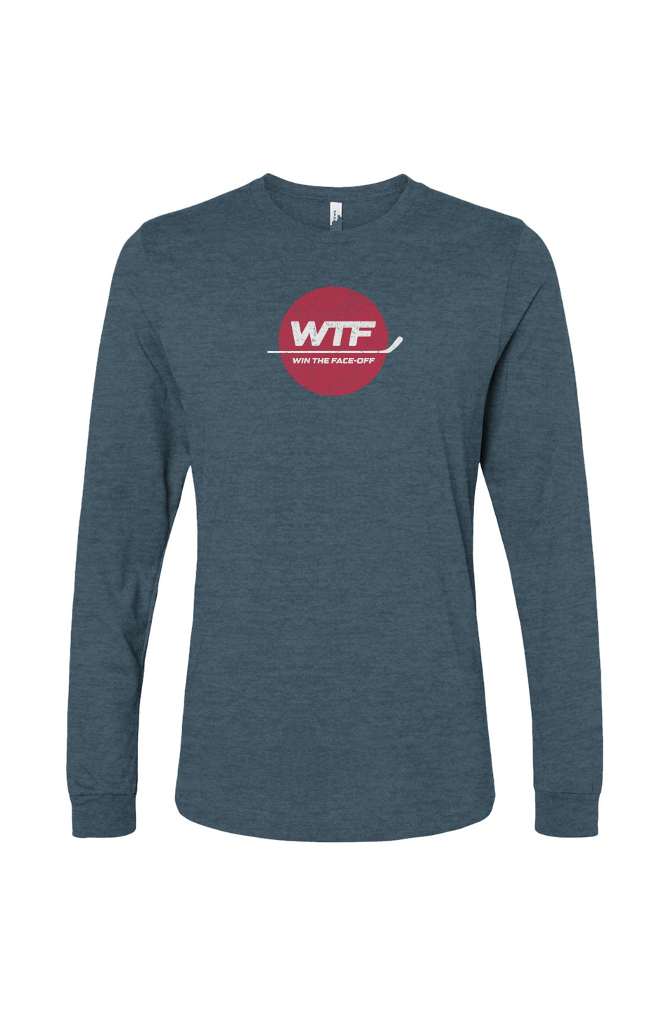 The Benchwarmer Win the Faceoff Long Sleeve Slate Blue | Barn Garb Hockey Threads