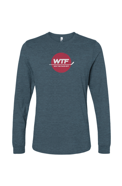 The Benchwarmer Win the Faceoff Long Sleeve Slate Blue | Barn Garb Hockey Threads