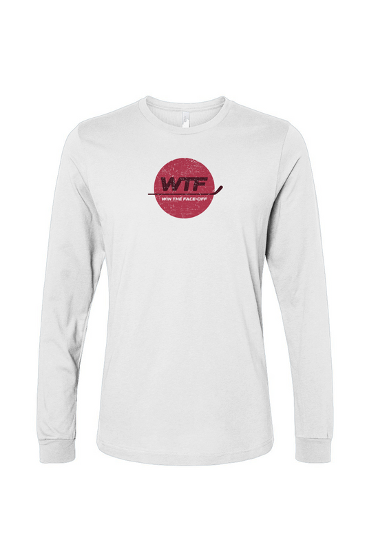The Benchwarmer Win the Faceoff Long Sleeve White | Barn Garb Hockey Threads