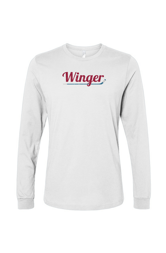 The Benchwarmer Winger Long Sleeve White | Barn Garb Hockey Threads