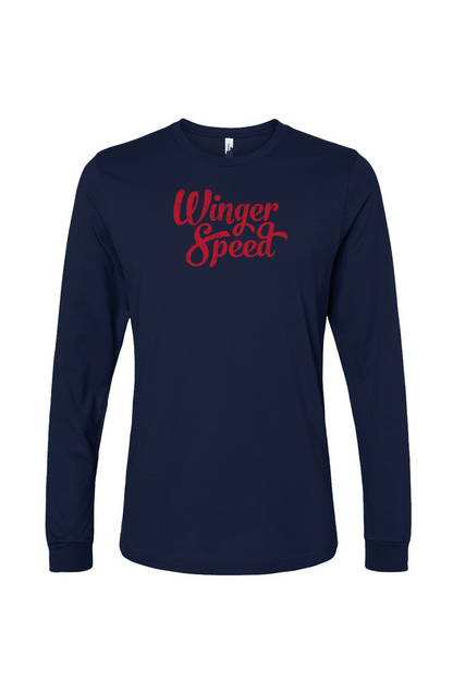 The Benchwarmer Winger Speed Long Sleeve Navy | Barn Garb Hockey Threads