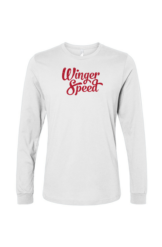 The Benchwarmer Winger Speed Long Sleeve White | Barn Garb Hockey Threads