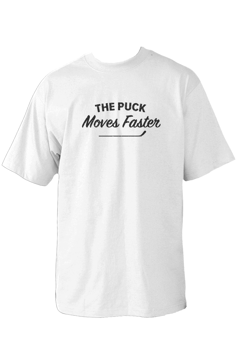 The Puck Moves Faster 90s Throwback Tee White | Barn Garb Hockey Threads