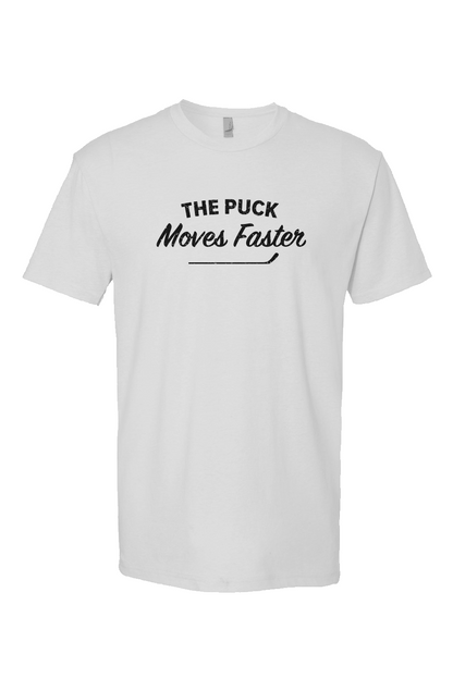The Puck Moves Faster Breakaway Performance Tee White | Barn Garb Hockey Threads