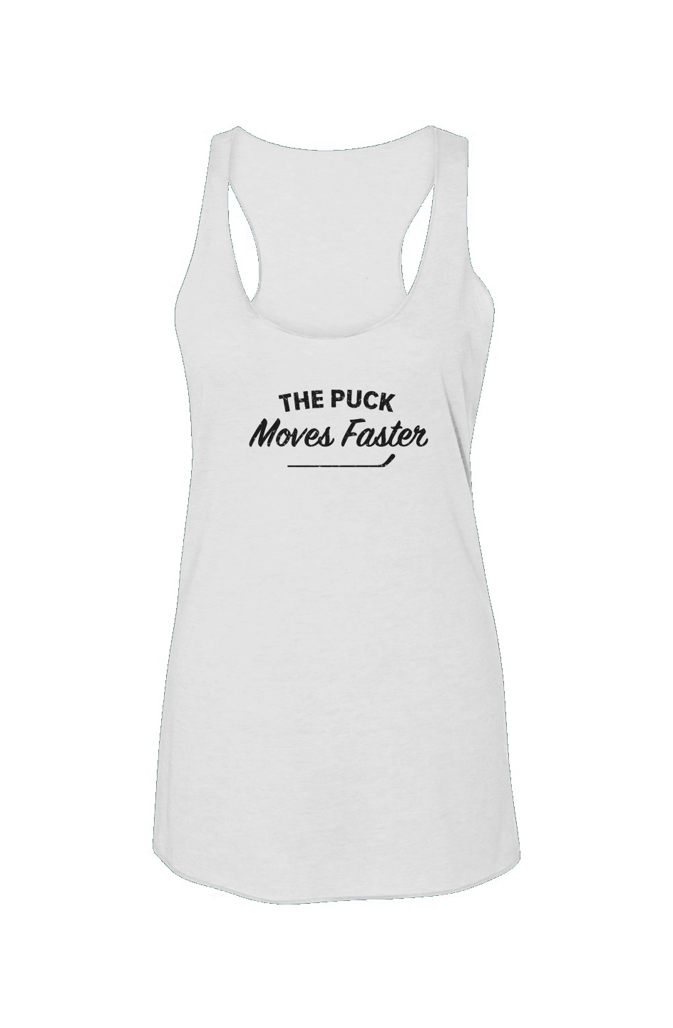 The Puck Moves Faster Racerback Barn Tank White | Barn Garb Hockey Threads
