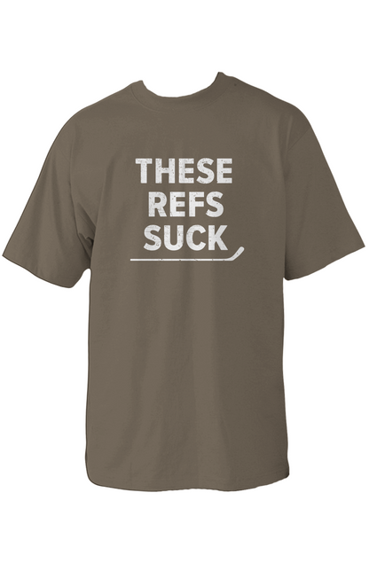 These Refs Suck 90s Throwback Tee Military Green | Barn Garb Hockey Threads