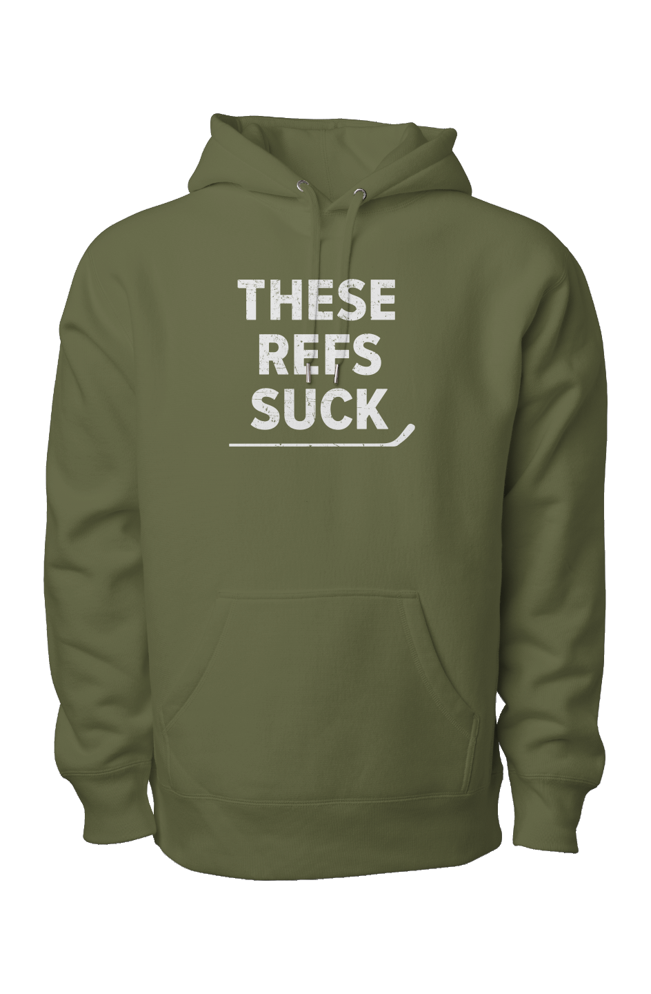 These Refs Suck Legend Heavyweight Hoodie Military Green | Barn Garb Hockey Threads