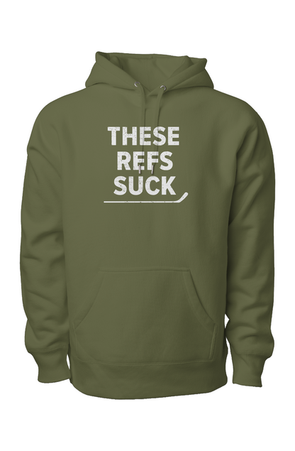 These Refs Suck Legend Heavyweight Hoodie Military Green | Barn Garb Hockey Threads