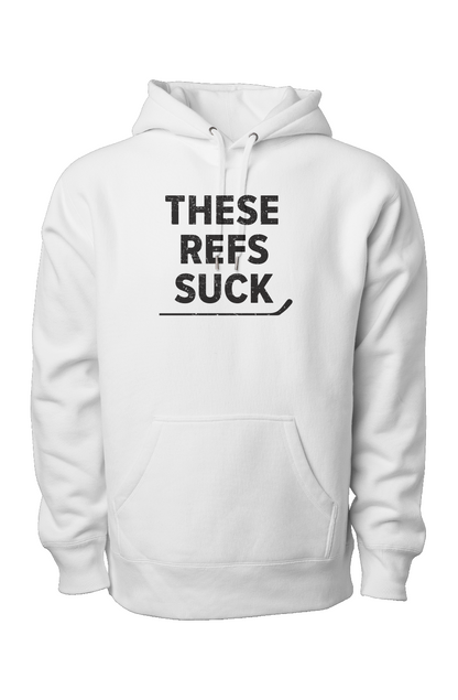 These Refs Suck Legend Heavyweight Hoodie White | Barn Garb Hockey Threads