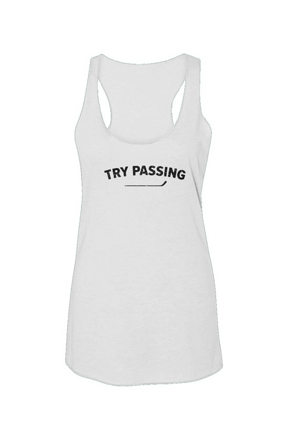 Try Passing Racerback Barn Tank White | Barn Garb Hockey Threads