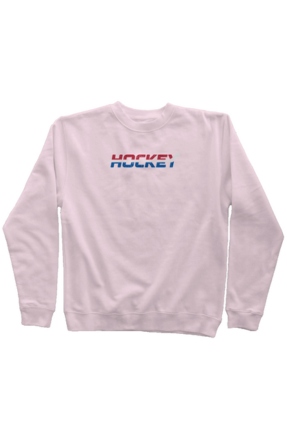 USA Patriotic Hockey Rinkside Crewneck Sweatshirt Pink | Barn Garb Hockey Threads