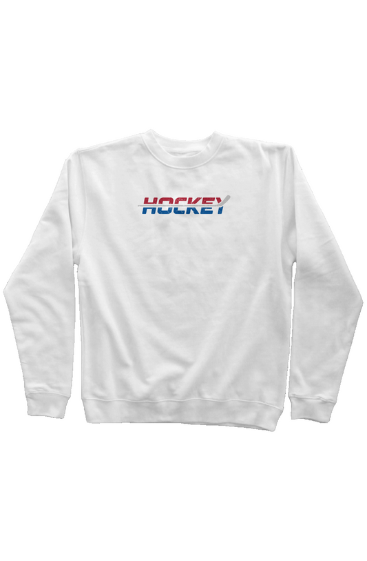 USA Patriotic Hockey Rinkside Crewneck Sweatshirt White | Barn Garb Hockey Threads