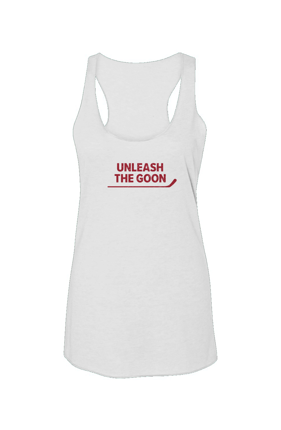 Unleash the Goon Racerback Barn Tank White | Barn Garb Hockey Threads