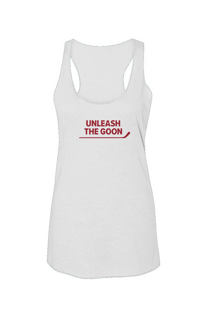 Unleash the Goon Racerback Barn Tank White | Barn Garb Hockey Threads