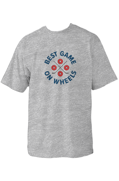 Wheels and Sticks 90s Throwback Tee Grey | Barn Garb Hockey Threads