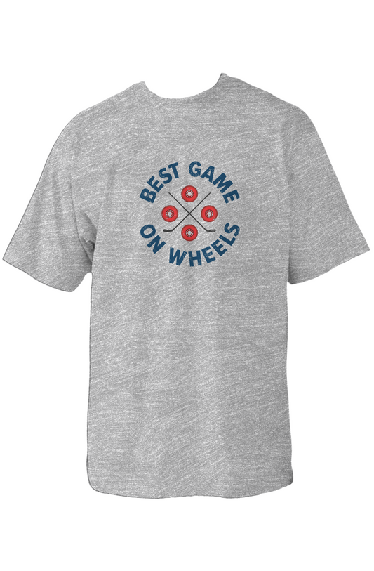 Wheels and Sticks 90s Throwback Tee Grey | Barn Garb Hockey Threads