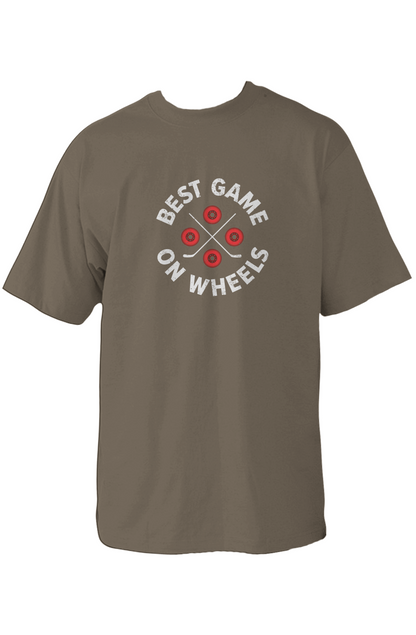 Wheels and Sticks 90s Throwback Tee Military Green | Barn Garb Hockey Threads