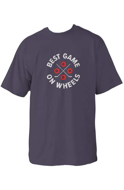 Wheels and Sticks 90s Throwback Tee Navy Blue | Barn Garb Hockey Threads