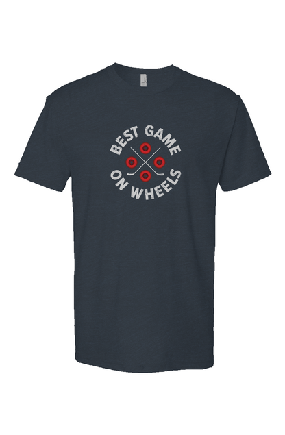 Wheels and Sticks Breakaway Performance Tee Navy Blue | Barn Garb Hockey Threads